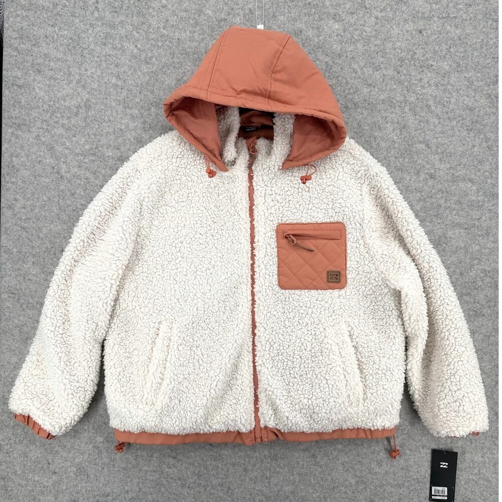 NWT Billabong Northern Shore Sand Hooded Zip-Up Fleece Jacket Size X-LARGE